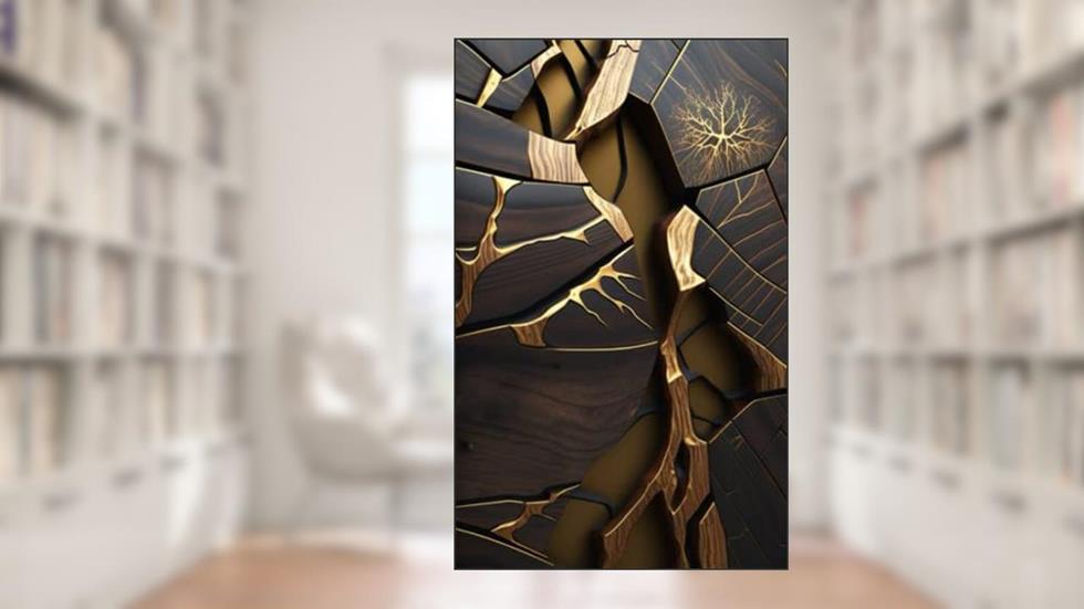 Elegant notebook, 5"x8" B6 journal notebook, wood texture, kintsugi, written by Brundleth Design