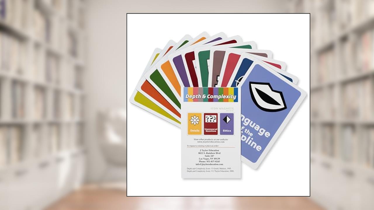 J Taylor Education Depth and Complexity Icon Magnets (11 Pieces, Plastic, Colorful, Minimalistic Educational Style), written by Bette Gould
