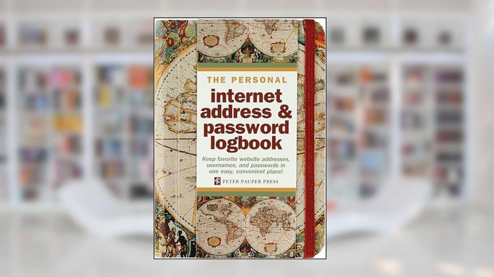 Old World Internet Address & Password Logbook (removable cover band for security), written by Peter Pauper Press