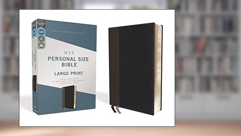 NIV, Personal Size Bible, Large Print, Leathersoft, Black, Red Letter, Comfort Print, written by Zondervan