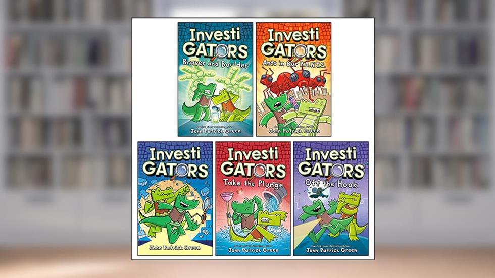 InvestiGators Series 5 Books Collection Set By John Patrick Green (InvestiGators, Take the Plunge, Off the Hook, Ants in Our P.A.N.T.S. & Braver and Boulder), written by John Patrick Green
