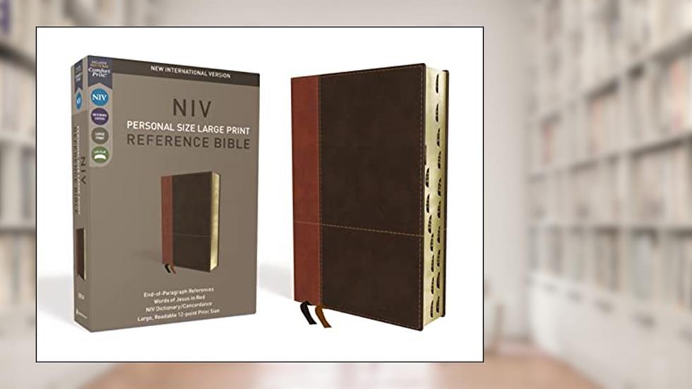 NIV, Personal Size Reference Bible, Large Print, Leathersoft, Tan/Brown, Red Letter, Thumb Indexed, Comfort Print, written by Zondervan