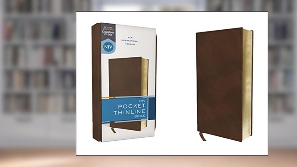 NIV, Pocket Thinline Bible, Leathersoft, Brown, Red Letter, Comfort Print, written by Zondervan