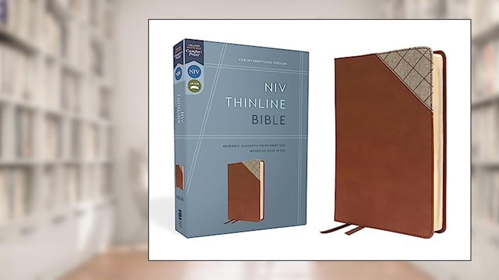 NIV, Thinline Bible, Leathersoft, Brown, Red Letter, Comfort Print, written by Zondervan