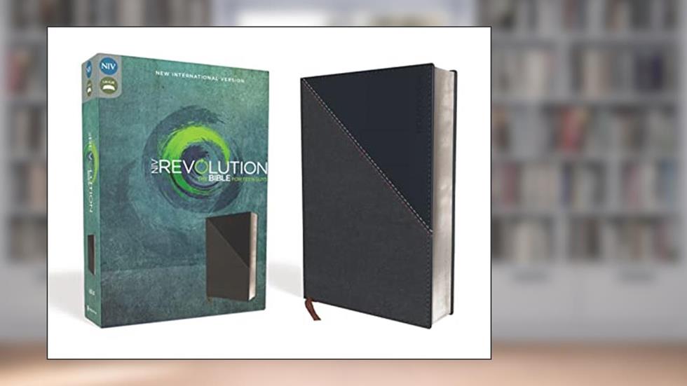 NIV, Revolution Bible, Leathersoft, Gray/Navy: The Bible for Teen Guys, written by Zondervan