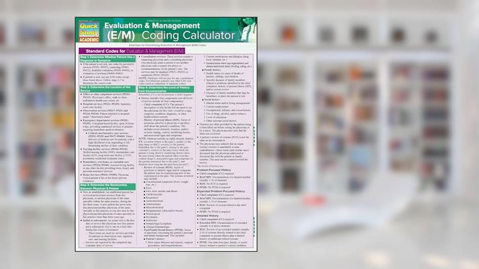 Evaluation & Management (E/M) Coding Calculator QuickStudy Laminated Reference Guide (QuickStudy Academic), written by Theresa Tropin