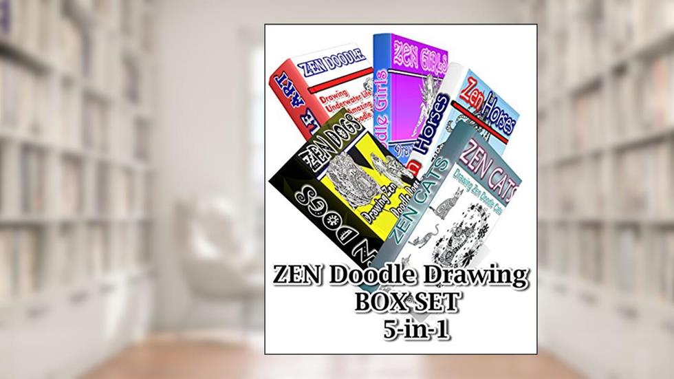 Zen Doodle Drawing BOX SET 5-in-1: Zen Cats, Zen Dogs, Zen Horses, Zen Underwater Life,Zen Girls, written by Jane McKenty