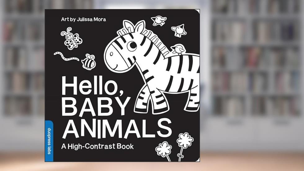Hello, Baby Animals: A Black-and-White Board Book for Babies That Helps Visual Development (High-Contrast Books), written by duopress labs