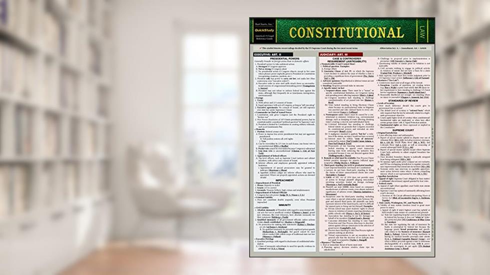 Constitutional Law: a QuickStudy Laminated Reference Guide, written by Olympia Duhart JD; John Klawikofsky JD; Dayle Green Seidel JD