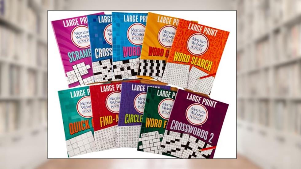 Large Print Merriam-Webster Puzzles 10 Booklet Set (Brain Games Large Print), written by Publications International Ltd.; Brain Games