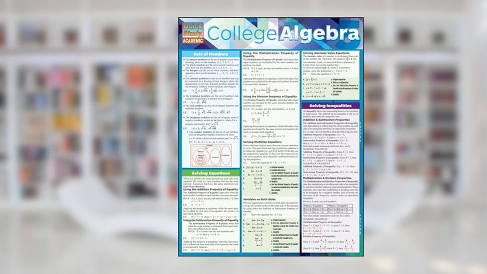 College Algebra QuickStudy Laminated Reference Guide (QuickStudy Academic), written by Ken Yablonsky