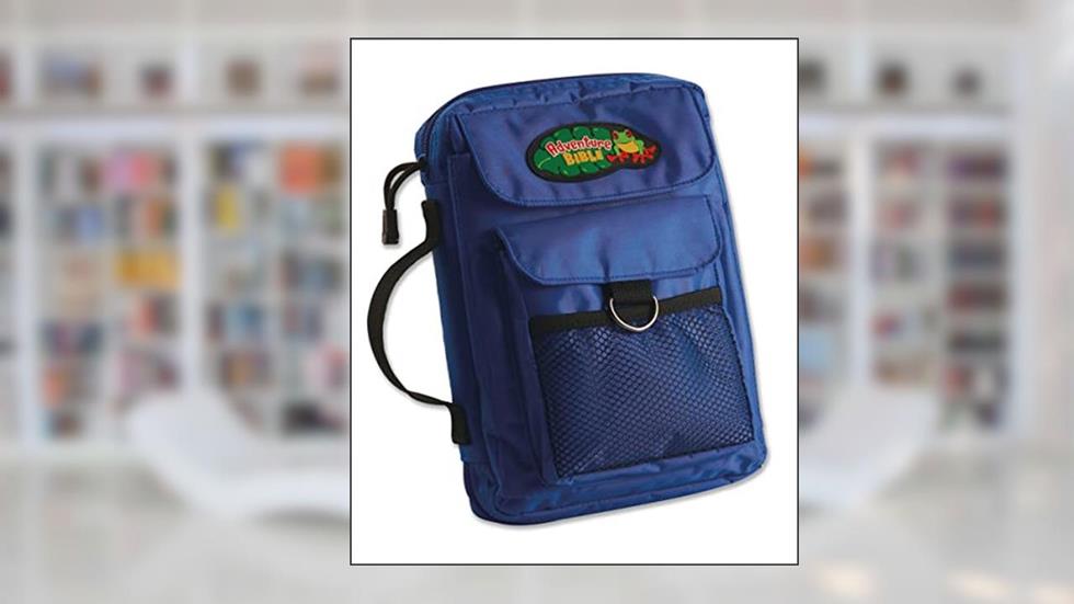 Adventure Bible Cover for Boys, Zippered, with Handle, Nylon, Blue, Medium, written by Zondervan