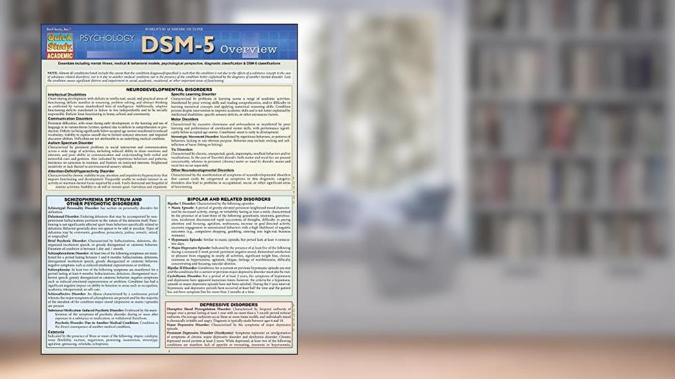 DSM-5 Overview (Quick Study Academic), written by Inc. BarCharts Publishing