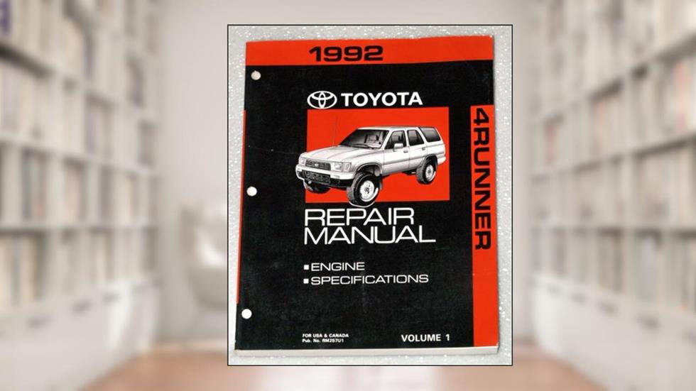 1992 Toyota 4Runner Factory Repair Manual (Volume 1: Engine & Specifications), written by Toyota Motor Corporation