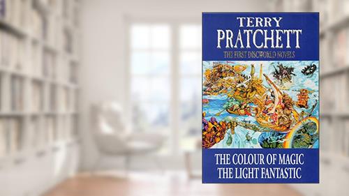 Cover from The First Discworld Novels: The Colour of Magic and The Light Fantastic, written by Terry Pratchett