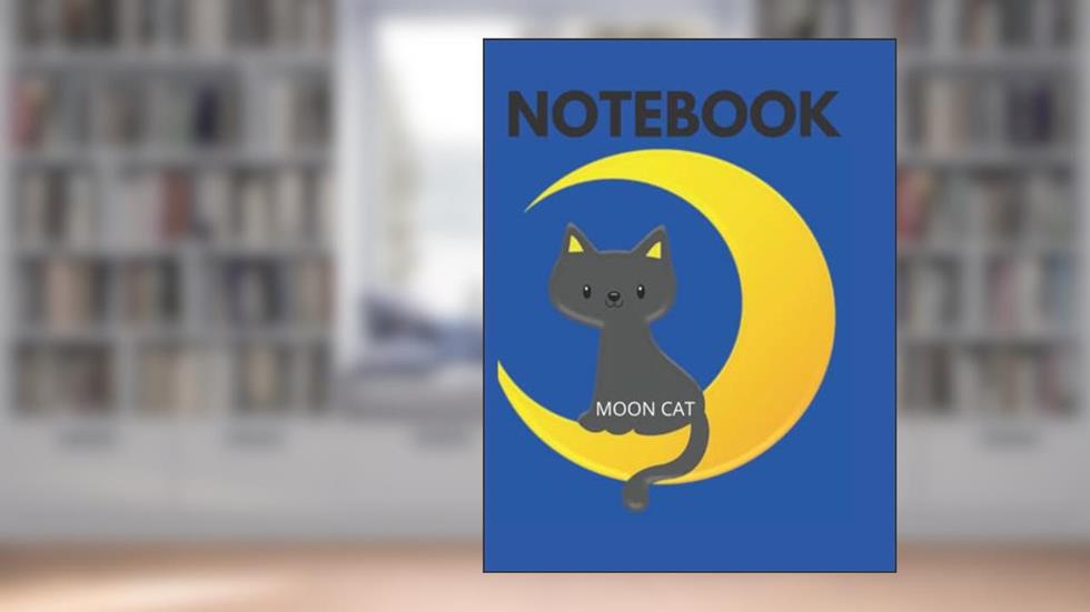 Cat and Moon Notebook: Moon and Crescent Journal on a Blue Background 8.5"x11" INCH 120 pages glossy cover, written by SAHL