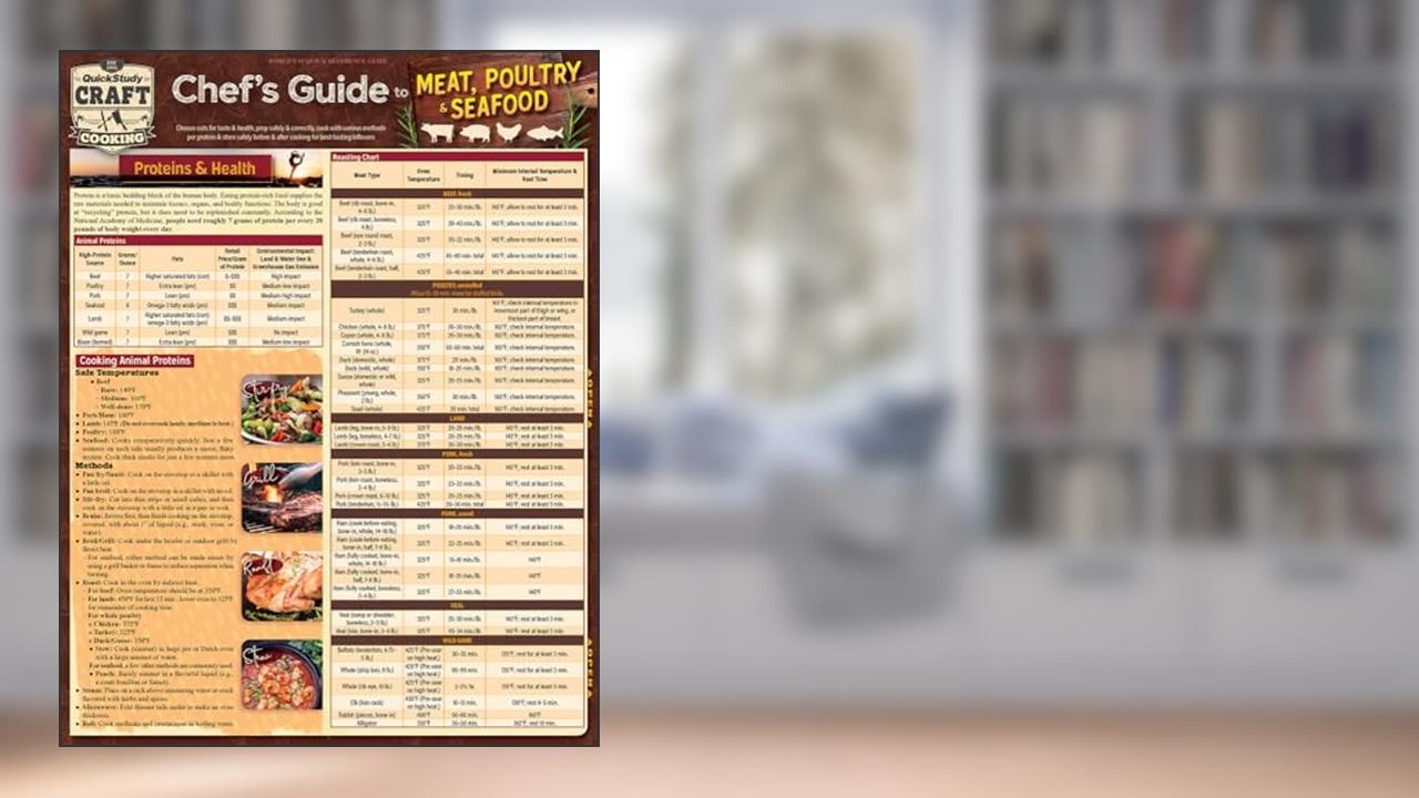 Chef's Guide to Meat, Poultry & Seafood: a QuickStudy Laminated Reference (QuickStudy Craft), written by Kathleen Grathwol PhD
