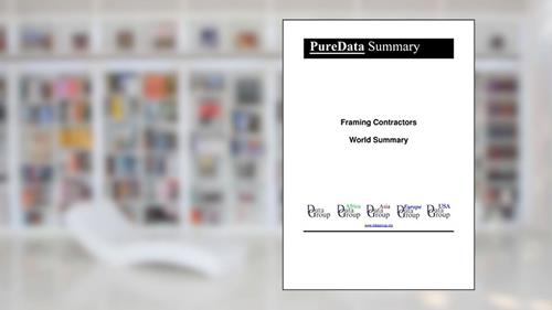 Cover from Framing Contractors World Summary: Market Values & Financials by Country (PureData World Summary Book 1074), written by Editorial DataGroup