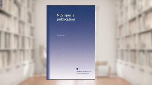 Cover from NBS special publication, written by . Anonymous