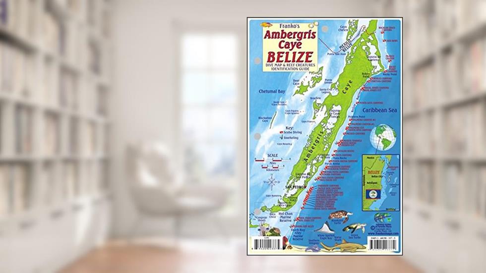 Ambergris Caye Belize Dive Map & Reef Creatures Waterproof Fish Card, written by Franko Maps Ltd.