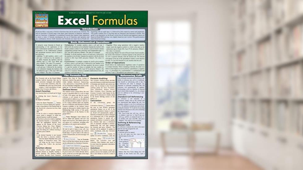 Excel Formulas QuickStudy Laminated Study Guide (QuickStudy Computer), written by John Hales; Krista Jensen