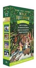 Read Magic Tree House Boxed Set, Books 5-8: Night of the Ninjas, Afternoon on the Amazon, Sunset of the Sabertooth, and Midnight on the Moon, written by Mary Pope Osborne