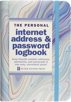 Blue Agate Internet Address & Password Logbook (removable cover band for security), written by Inc. Peter Pauper Press