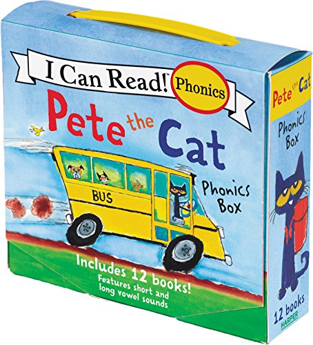Read Pete the Cat 12-Book Phonics Fun!: A Box of 12 Mini-Books Featuring Short and Long Vowel Sounds (I Can Read Phonics), written by James Dean; Kimberly Dean