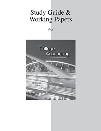 Read Study Guide/ Working Papers for College Accounting, written by M. David Haddock