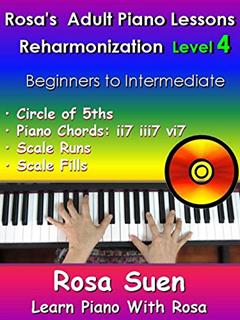 Piano Reharmonization Level 4 Circle of 5ths - ii7 iii7 vi7 - Adult Piano Lessons With Videos: Level 4: Intermediate Song: Away In A Manger (Piano Tutorials Book 1), written by Rosa Suen