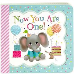 Now You Are One: Little Bird Greetings, Greeting Card Board Book with Personalization Flap, 1st Birthday Gifts for One Year Olds, written by Minnie Birdsong; Cottage Door Press