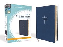 NIV, Bible for Teens, Thinline Edition, Leathersoft, Blue, Red Letter, Comfort Print, written by Zondervan