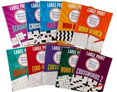 Large Print Merriam-Webster Puzzles 10 Booklet Set (Brain Games Large Print), written by Publications International Ltd.; Brain Games