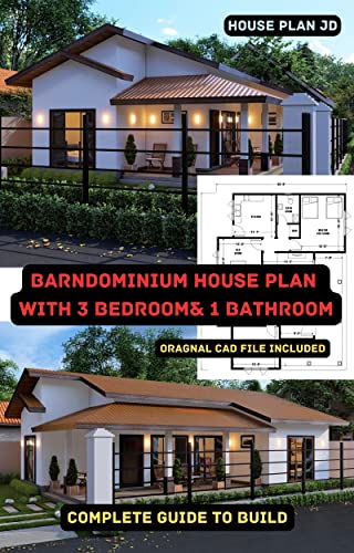 Read Barndominium House Plan with 3 Bedroom & 1 Bathroom Oragnal CAD File Included: Complete Guide to build, written by House Pla JD; Ira Fernando