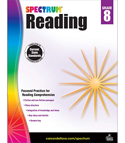 Read Spectrum Grade 8 Reading Workbook, Middle School Books With Nonfiction and Fiction Passages and Learning Activities, Classroom or Homeschool Curriculum, written by Spectrum
