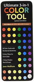 Read Ultimate 3-in-1 Color Tool: -- 24 Color Cards with Numbered Swatches -- 5 Color Plans for each Color -- 2 Value Finders Red & Green, written by Joen Wolfrom