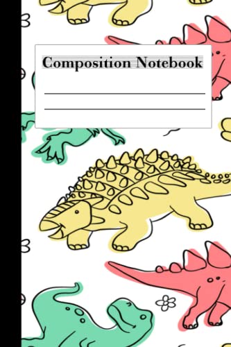 Read dinosaur composition notebook: Theropods dinosaur composition notebook for kids | Dinosaur Era pattern for kids | 6 x9 College Ruled 120 Pages, written by Beeskip Art