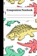 Read dinosaur composition notebook: Theropods dinosaur composition notebook for kids | Dinosaur Era pattern for kids | 6 x9 College Ruled 120 Pages, written by Beeskip Art