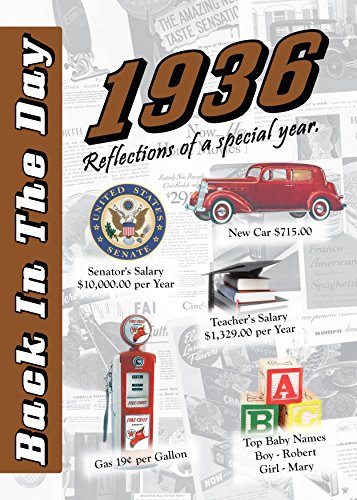 Read 1936 Back In The Day - 24-page Greeting Card / Booklet with Envelope (5 x 7 Size) - Great for Birthdays, Anniversaries, Reunions, Graduations, Client & Corporate Gifts, written by 3 Oak Publishing