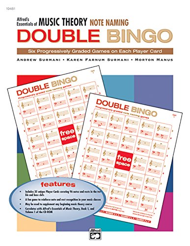 Read Alfred's Essentials of Music Theory: Note Naming Double Bingo, written by Andrew Surmani; Karen Farnum Surmani; Morton Manus