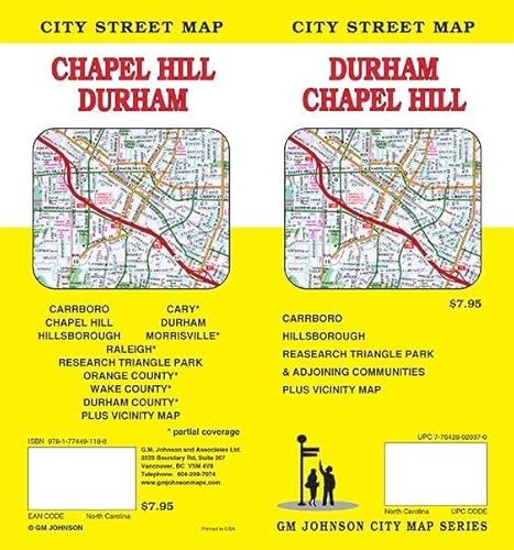 Read Durham / Chapel Hill, North Carolina Street Map, written by GM Johnson