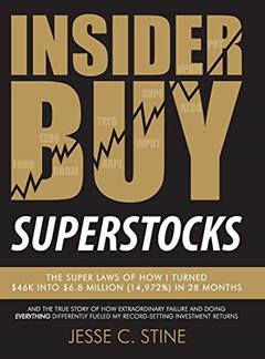 Insider Buy Superstocks: The Super Laws of How I Turned $46K into $6.8 Million (14,972%) in 28 Months, written by Jesse C Stine