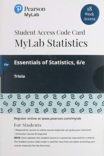 Read Essentials of Statistics -- MyLab Statistics with Pearson eText, written by Mario Triola Read Essentials of Statistics -- MyLab Statistics with Pearson eText, written by Mario Triola