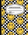 Read paperback Smiley Face Black and White Checkered Composition Notebook: 100 Wide Ruled Pages 7.5 X 9.25 Smiley Face Notebook Paperback, written by MN Publishing